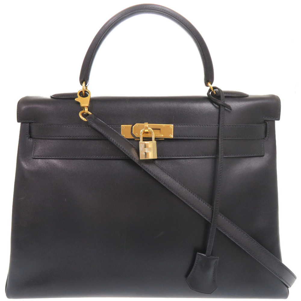 Hermes Kelly 35, inner stitching, box calf leather, navy, gold hardware, 〇Z ...